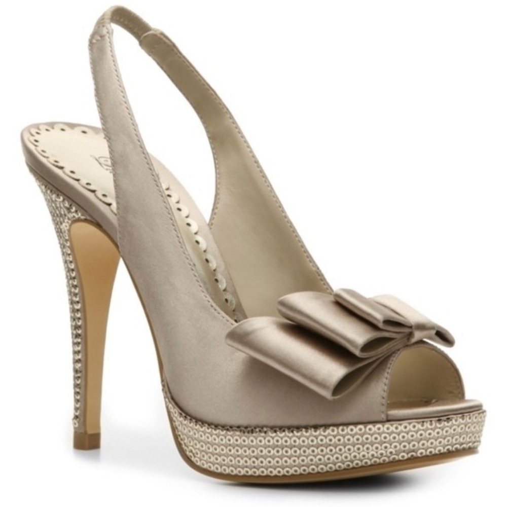 Champagne peep toe pumps 5” heels size 8.5 M Lulu Townsend Ballari Pinup